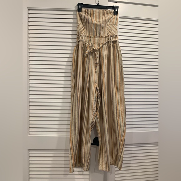 NWOT FP Roaming Shores strapless jumpsuit stripes barrel legs size‎ pocket XS - Picture 6 of 13